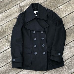 Wool button pea coat